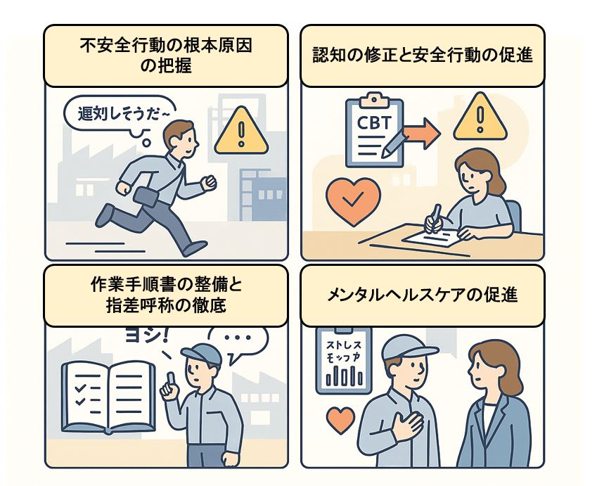 工場での安全衛生における認知行動療法の具体的な対策